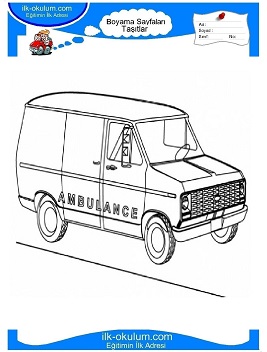 Çocuklar İçin Ambulans Boyama Sayfaları 
